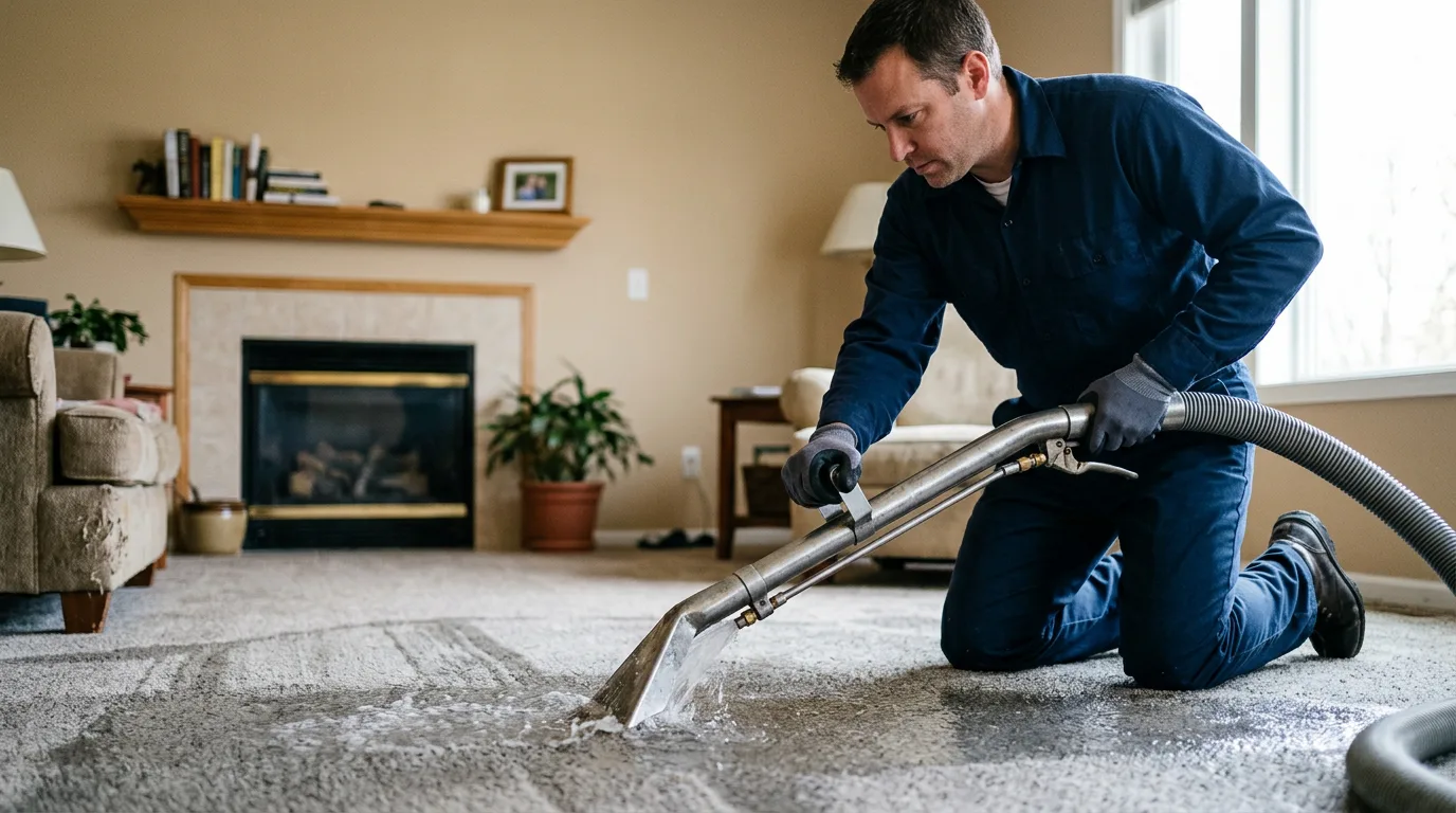 Water damage restoration technician working near Cedar Grove, IN